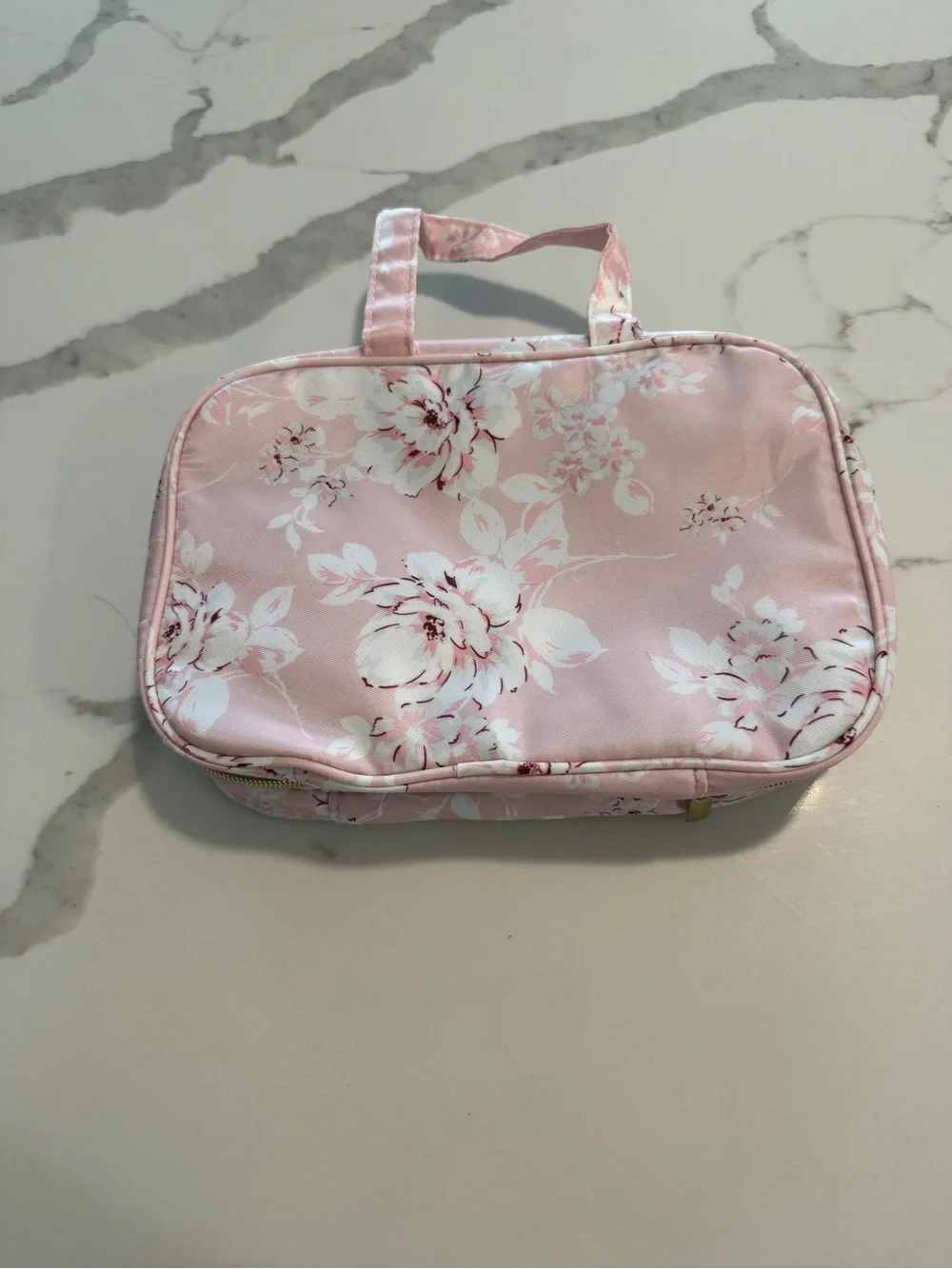 Yumi Kim Pink Floral Makeup Bag with Gold Logo